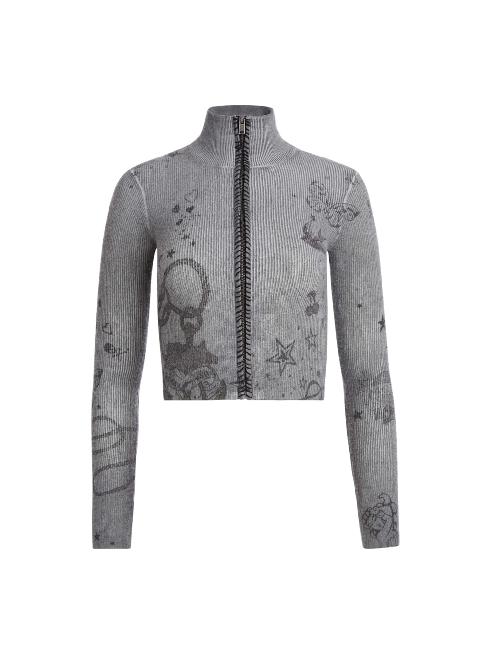printed stitched sweater