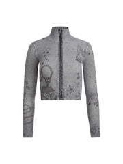 printed stitched sweater