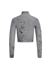 printed stitched sweater