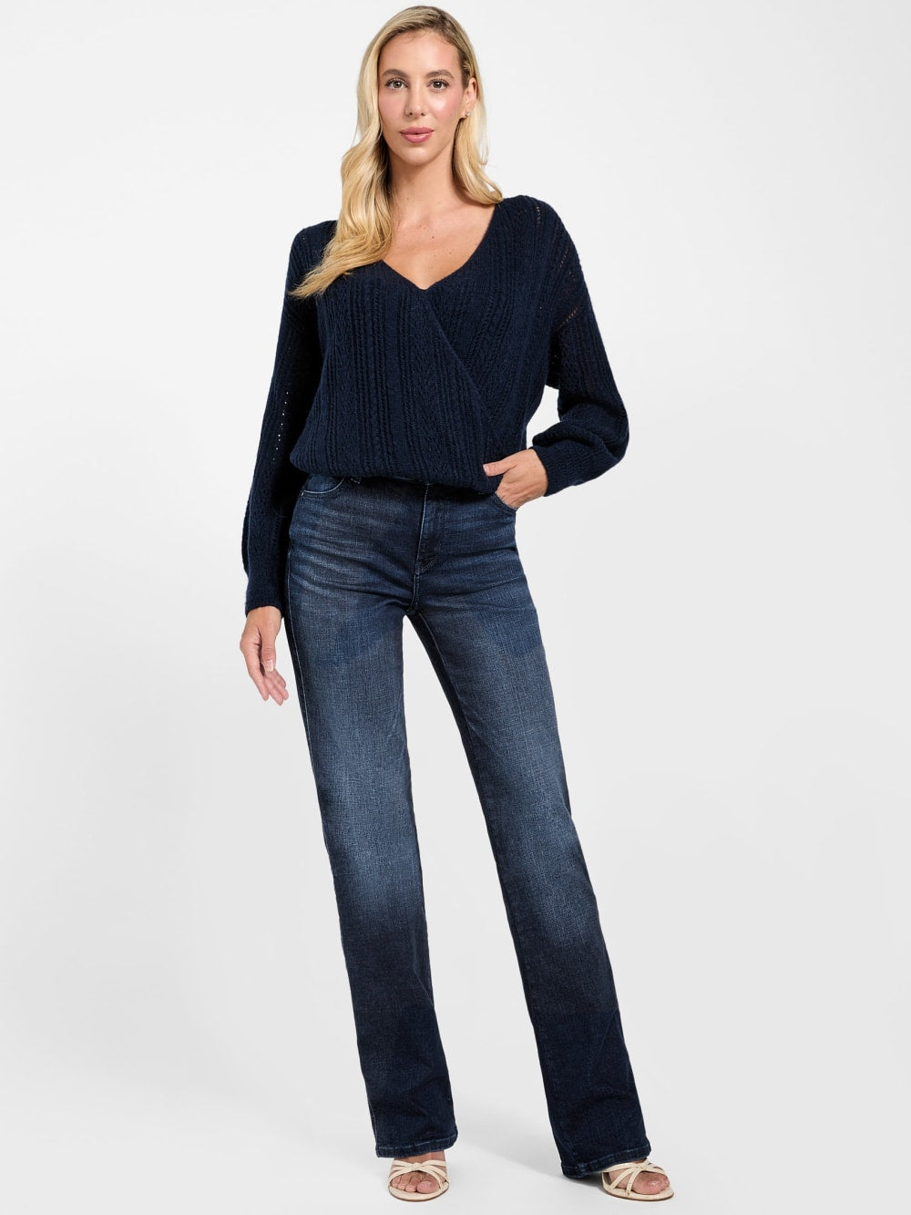 Izabella Wool-Blend Surplice Sweater
