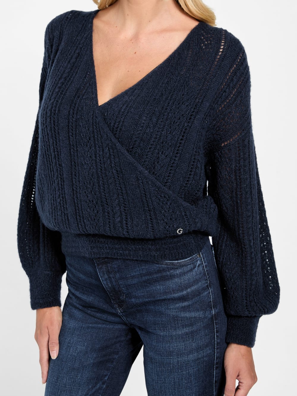 Izabella Wool-Blend Surplice Sweater