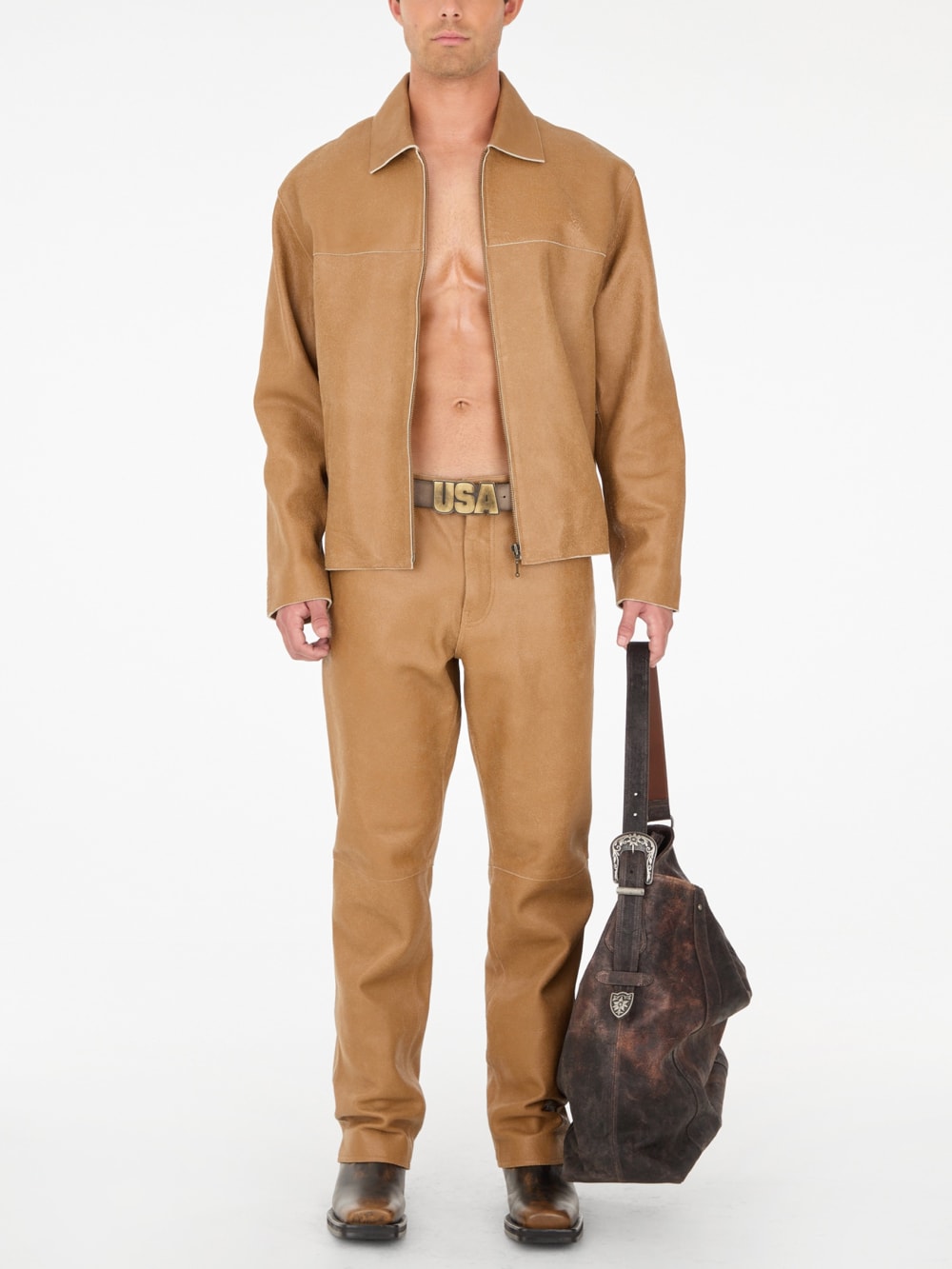peeled suede belt