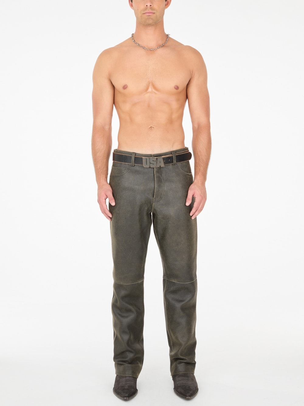 hammered leather belt