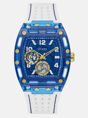 Blue and White Silicone Multifunction Watch