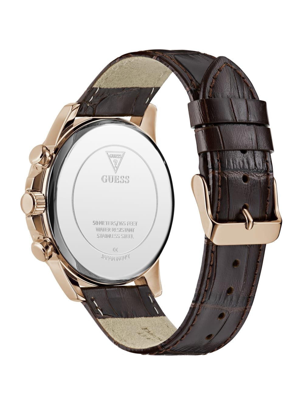 Rose Gold-Tone and Brown Leather Multifunction Watch