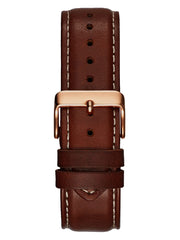 Brown and Rose Gold-Tone Leather Sport Watch