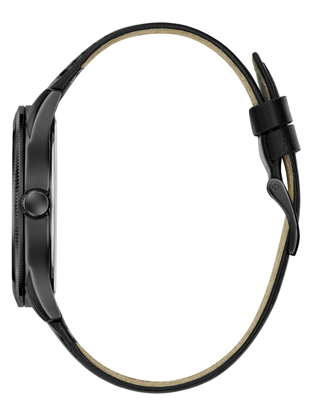 Black Leather Analog Watch