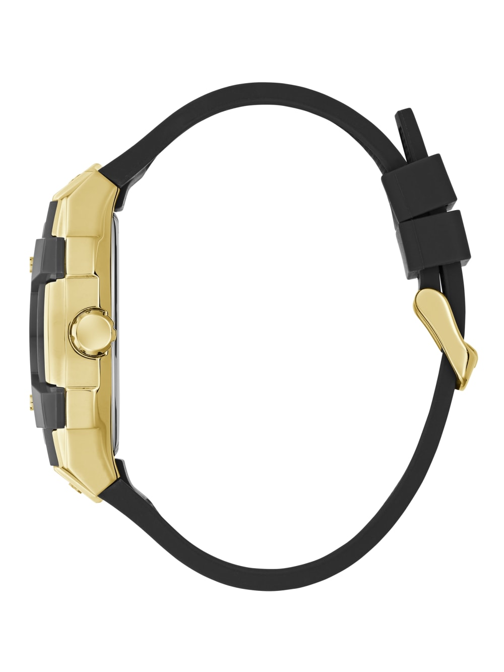 Gold-Tone and Black Silicone Multifunction Watch