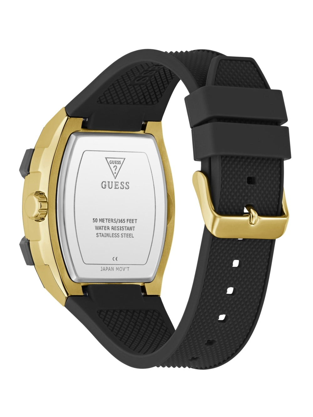 Gold-Tone and Black Silicone Multifunction Watch