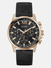 Rose Gold-Tone Leather Multifunction Watch