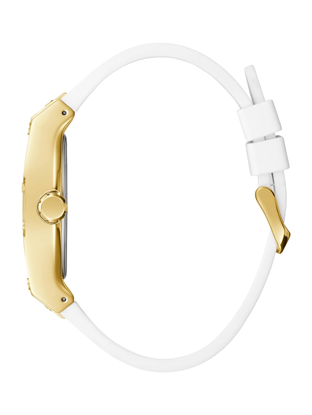 Gold-Tone and White Rectangular Multifunction Watch
