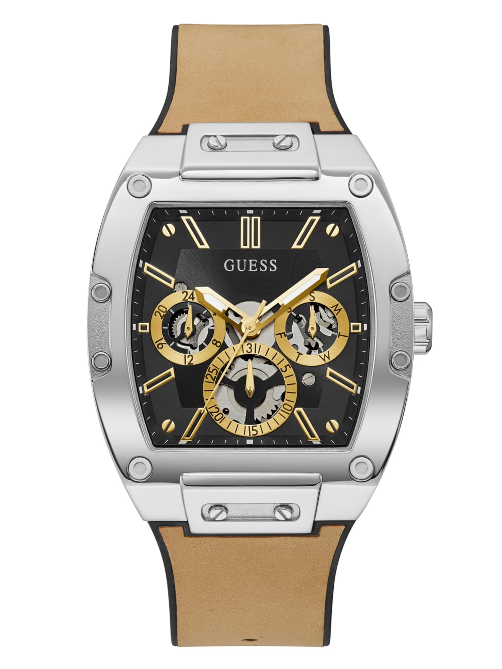 Silver-Tone and Black Multifunction Watch