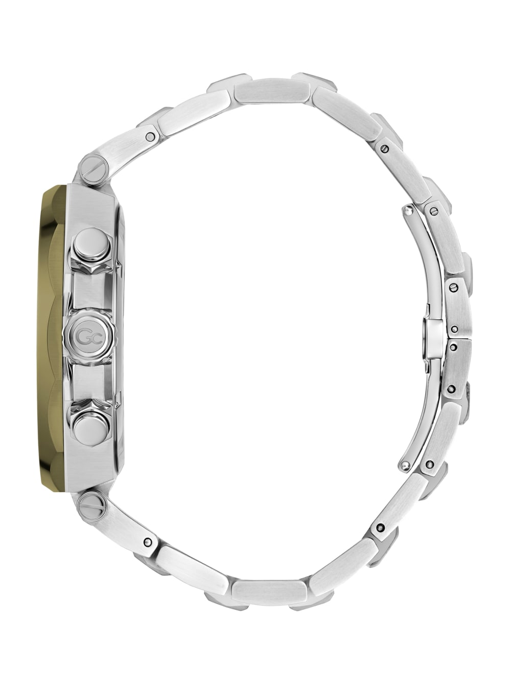 Gc Silver and Green-Tone Metal Chronograph Watch