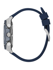 Gc Silver-Tone and Blue Chronograph Watch