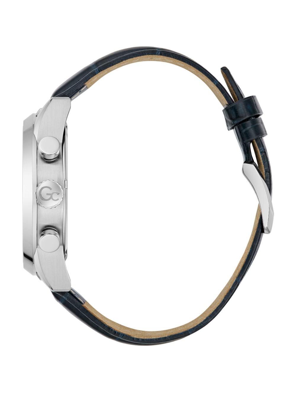 Silver-Tone Multifunction Leather Watch