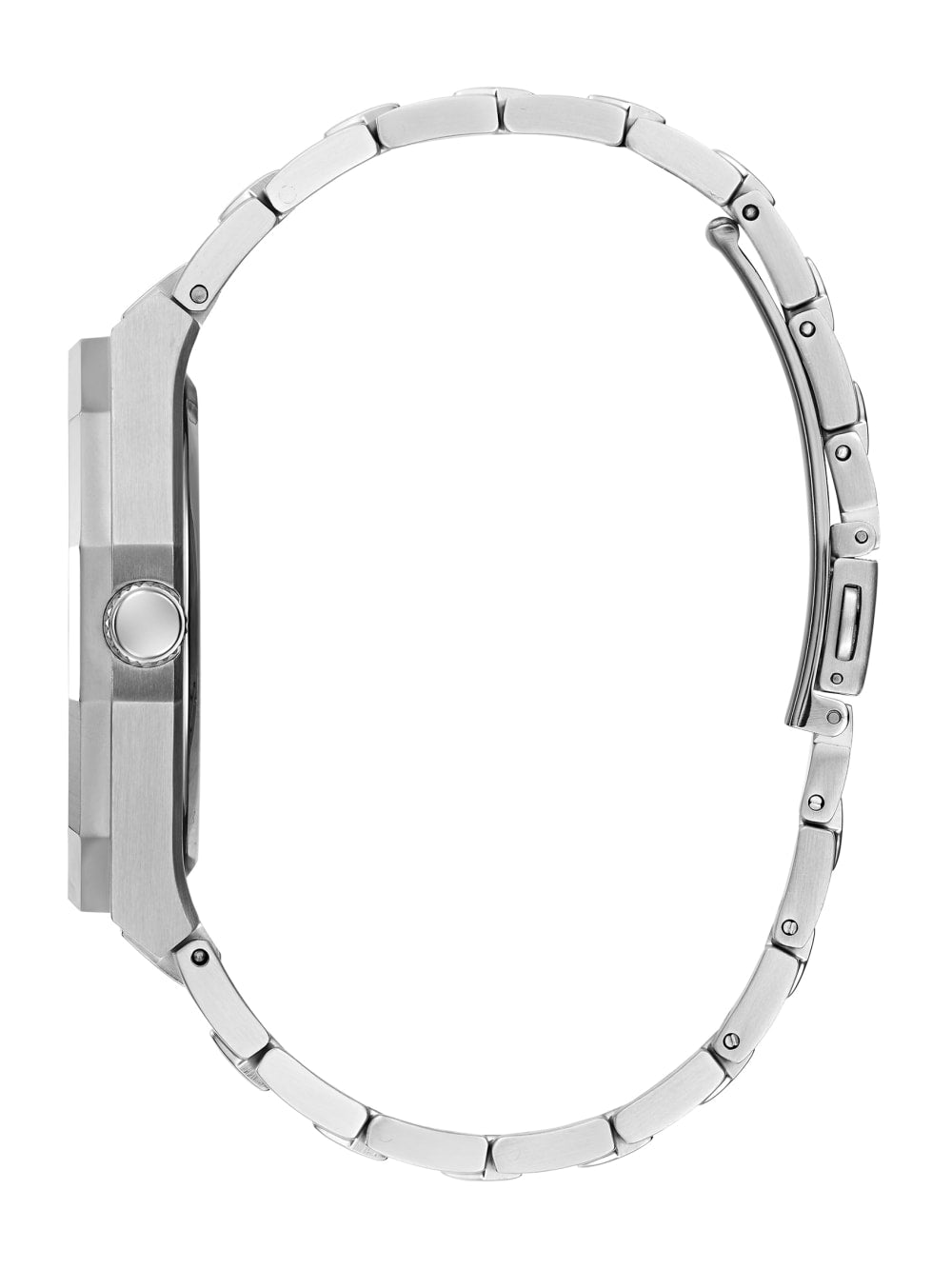 Silver-Tone and Blue Octagonal Analog Watch