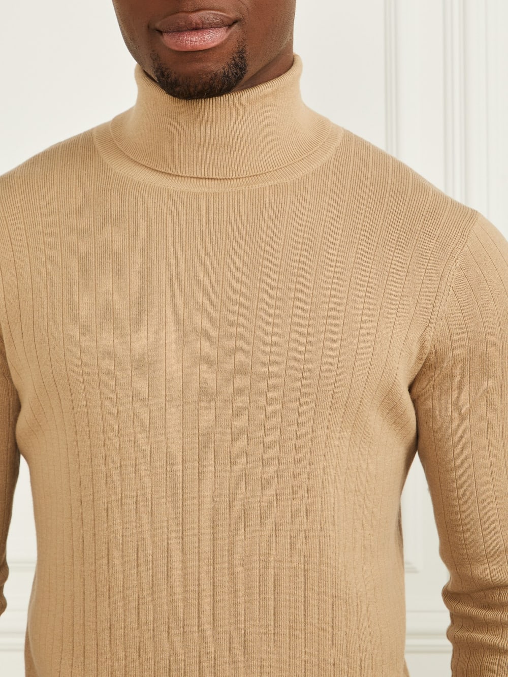 Turtleneck Wool-Blend Ribbed Sweater
