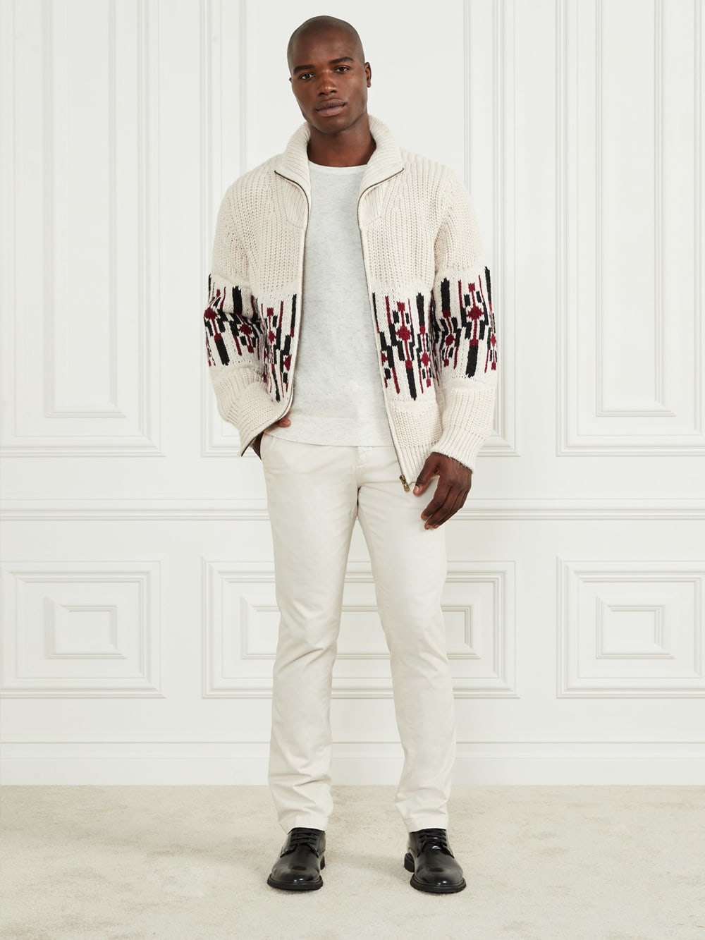 Jacquard High Neck Cardigan