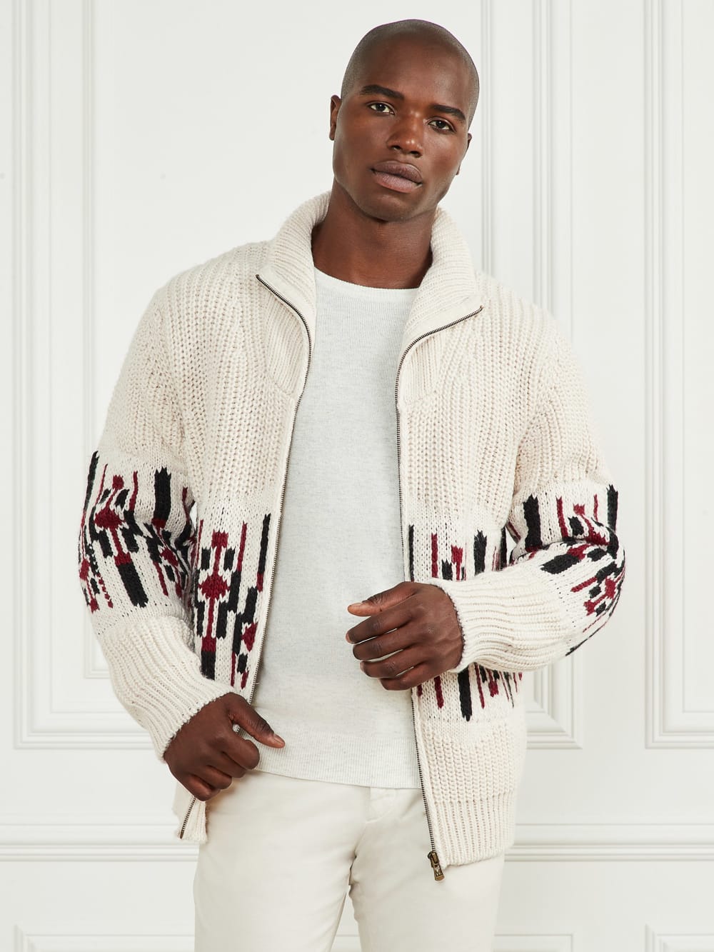 Jacquard High Neck Cardigan
