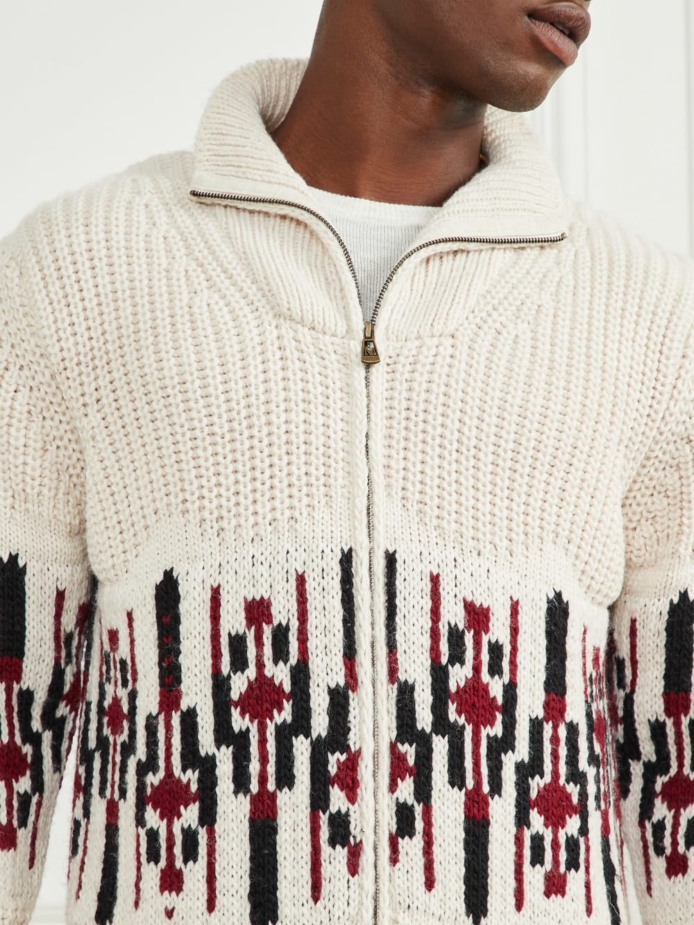 Jacquard High Neck Cardigan