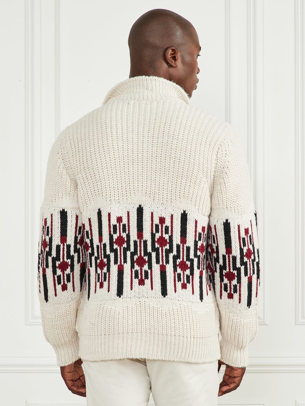 Jacquard High Neck Cardigan