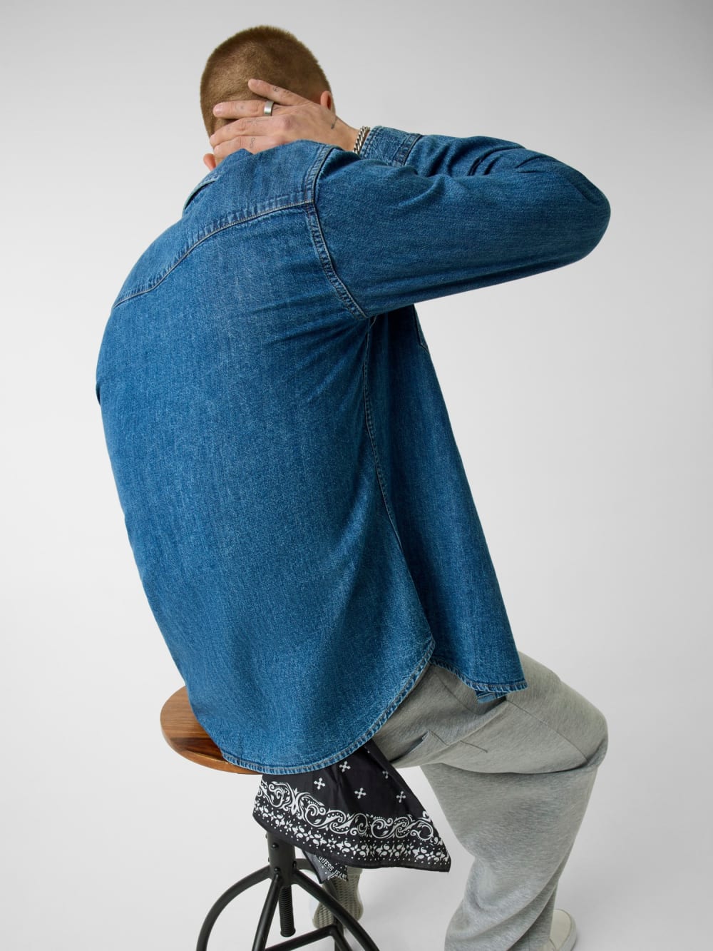 Slim Long-Sleeve Denim Shirt