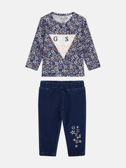 Floral Logo Tee and Knit Pants Set (0-24M)