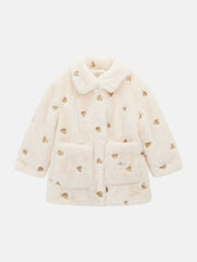 Embroidered Hearts Faux-Fur Jacket (3M-7)