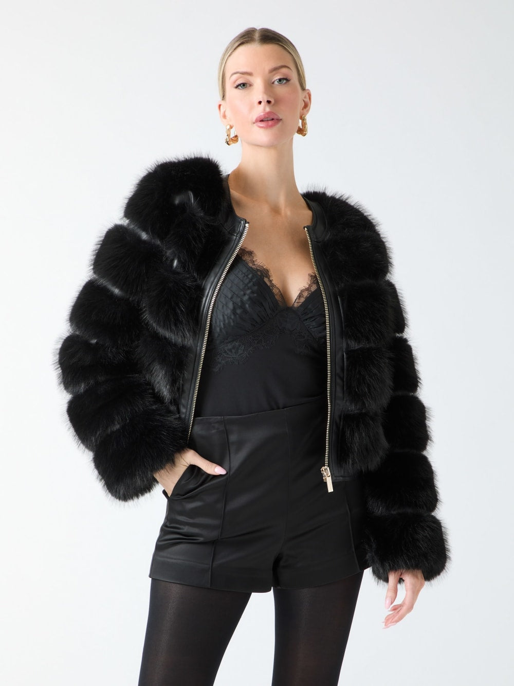 Arielle Cropped Faux-Fur Jacket
