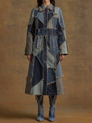 patchwork denim coat