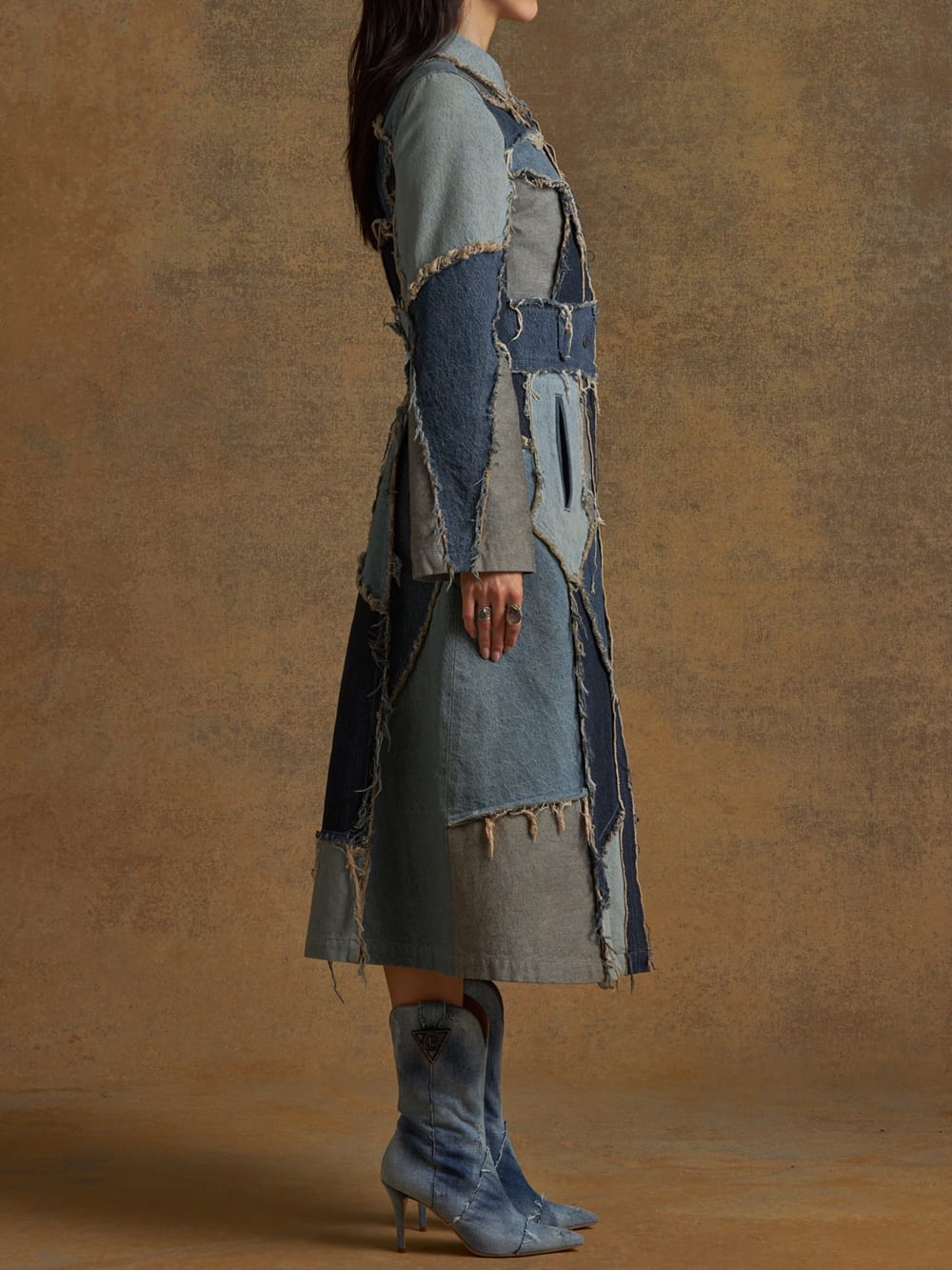 patchwork denim coat