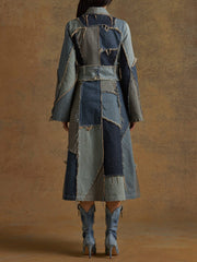 patchwork denim coat