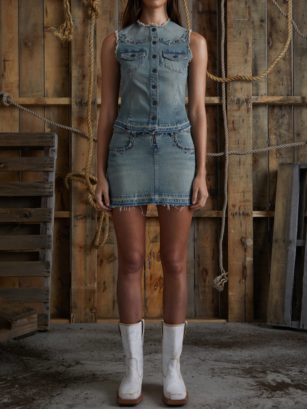 western denim vest