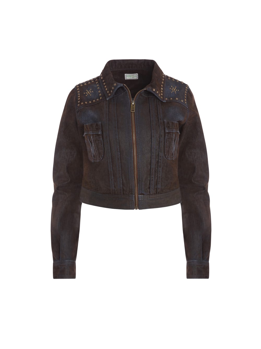 denim velvet zip-up jacket