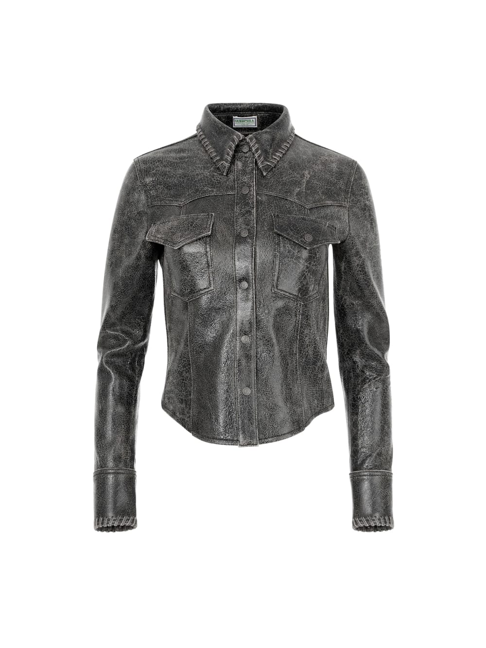 crackle leather jacket