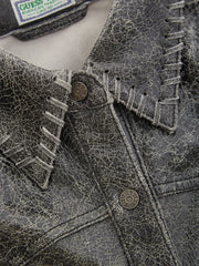 crackle leather jacket