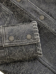 crackle leather jacket
