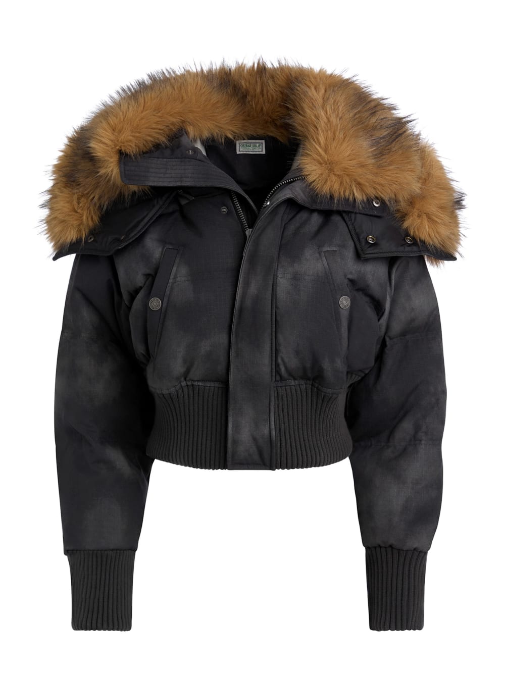 hooded faux-fur puffer jacket
