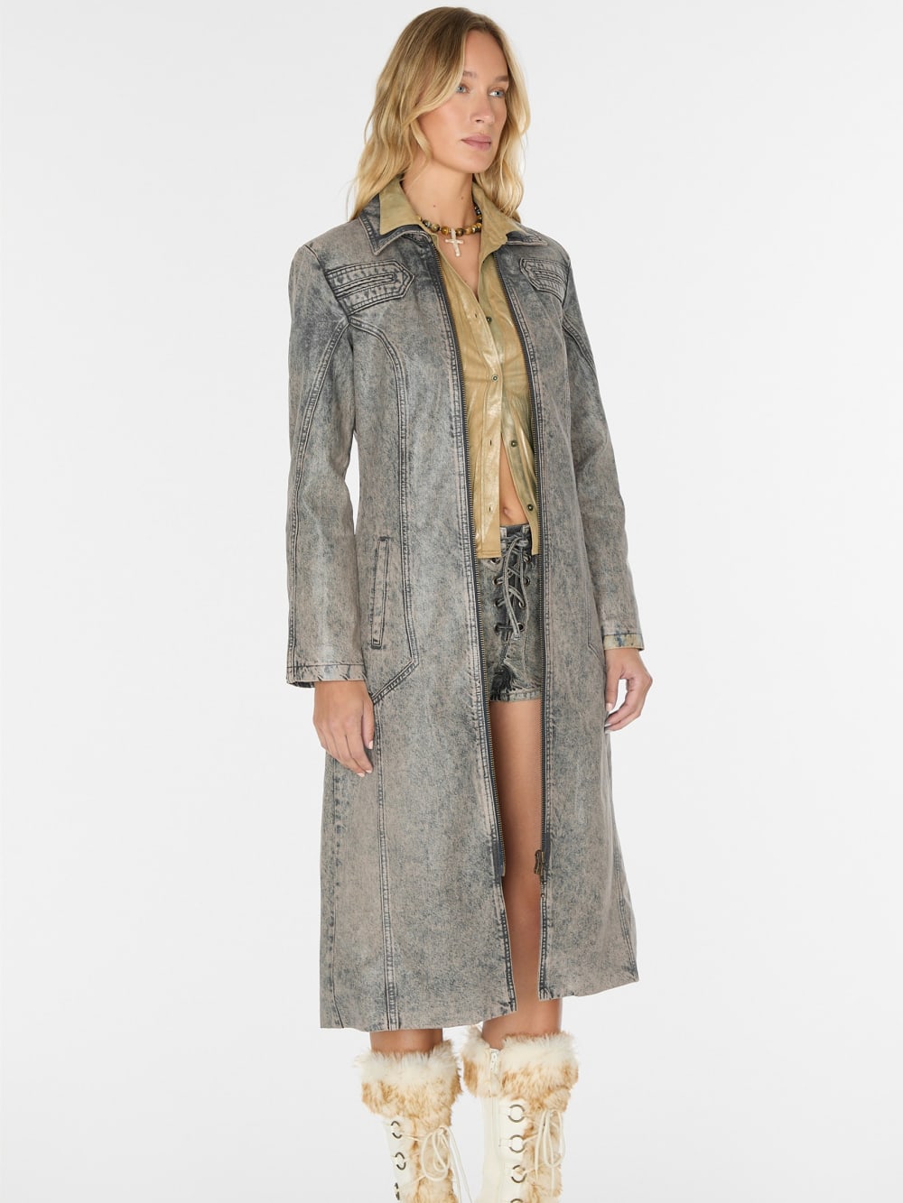 long denim coat