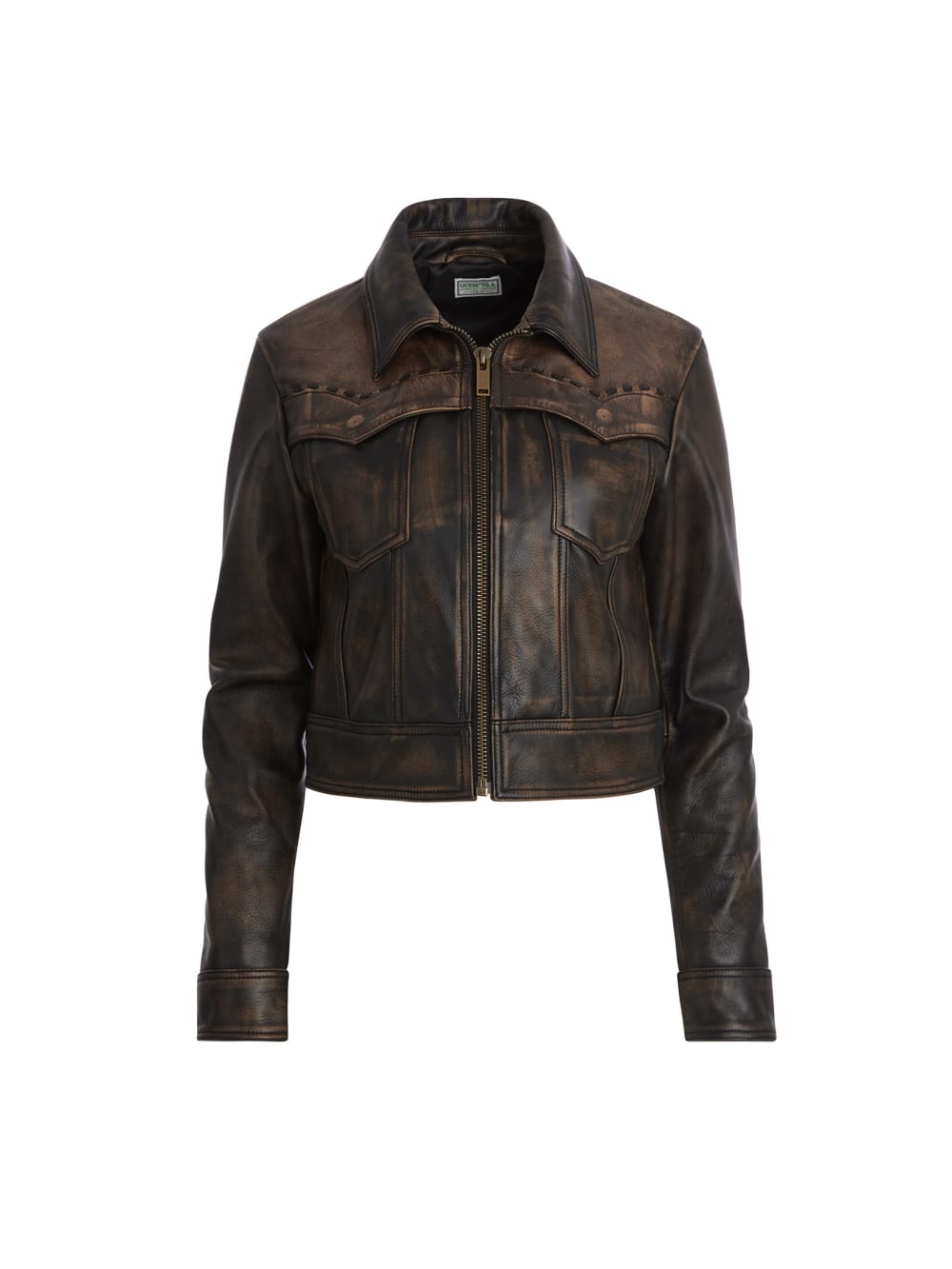 colorblock leather jacket