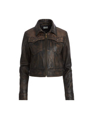 colorblock leather jacket