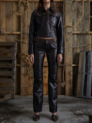 colorblock leather jacket
