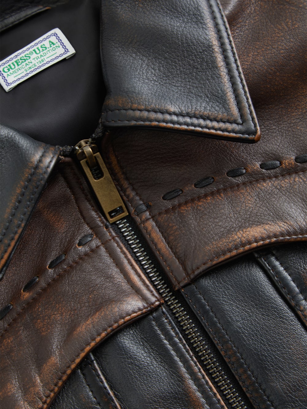 colorblock leather jacket