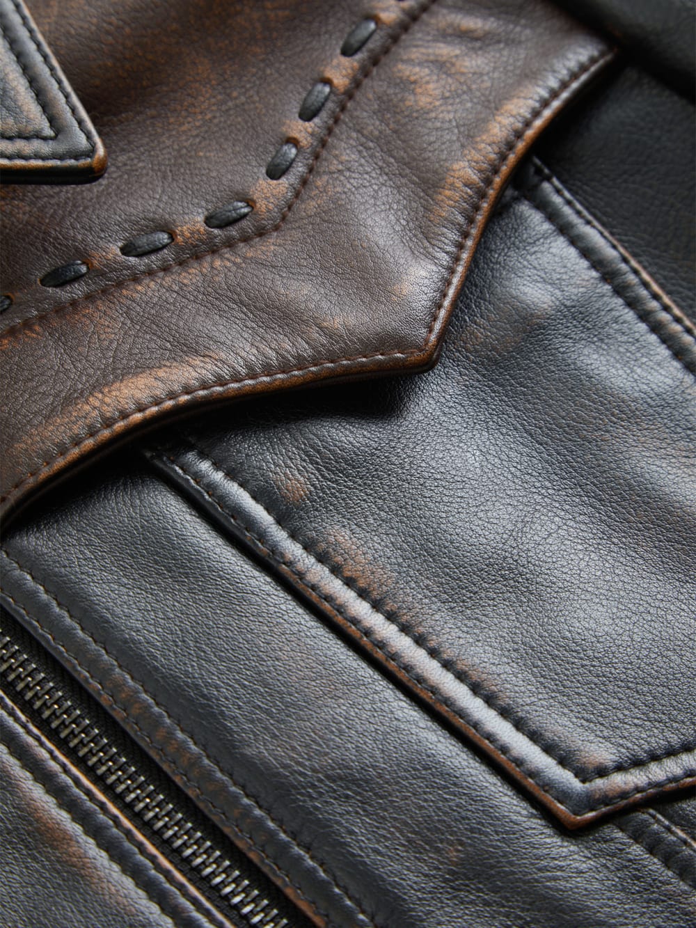 colorblock leather jacket