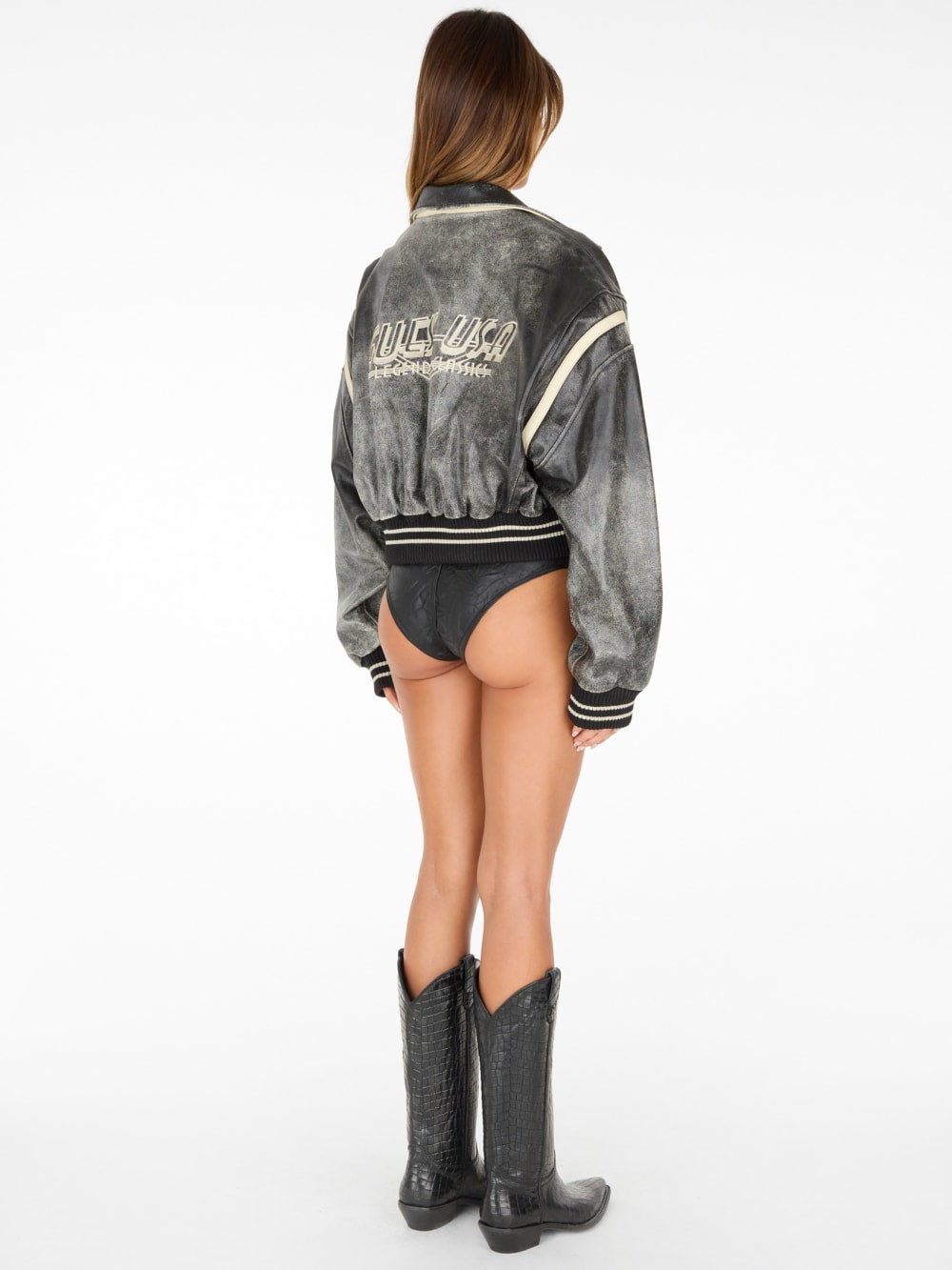 vintage cropped leather jacket