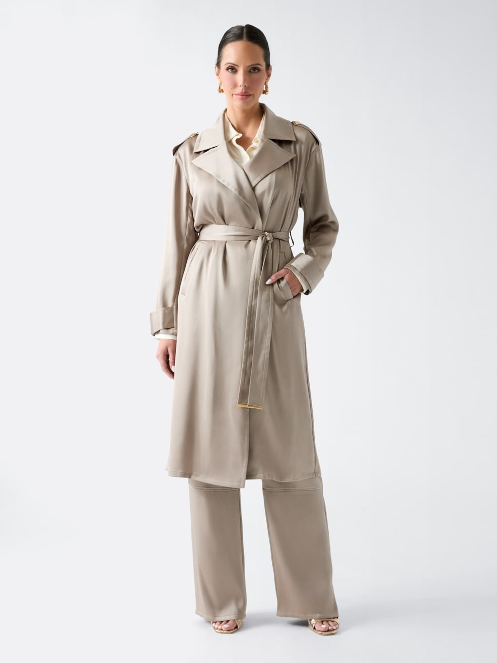 Eva Satin Trench Coat