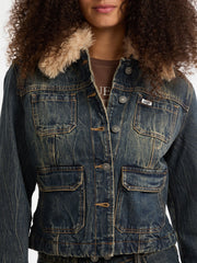 GUESS Originals Faux-Fur Denim Aviator Jacket