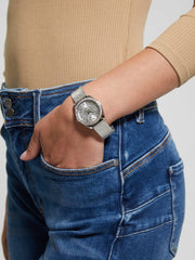 Silver-Tone Mesh Analog Watch