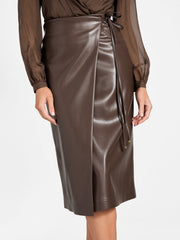Gladys Faux-Leather Wrap Skirt