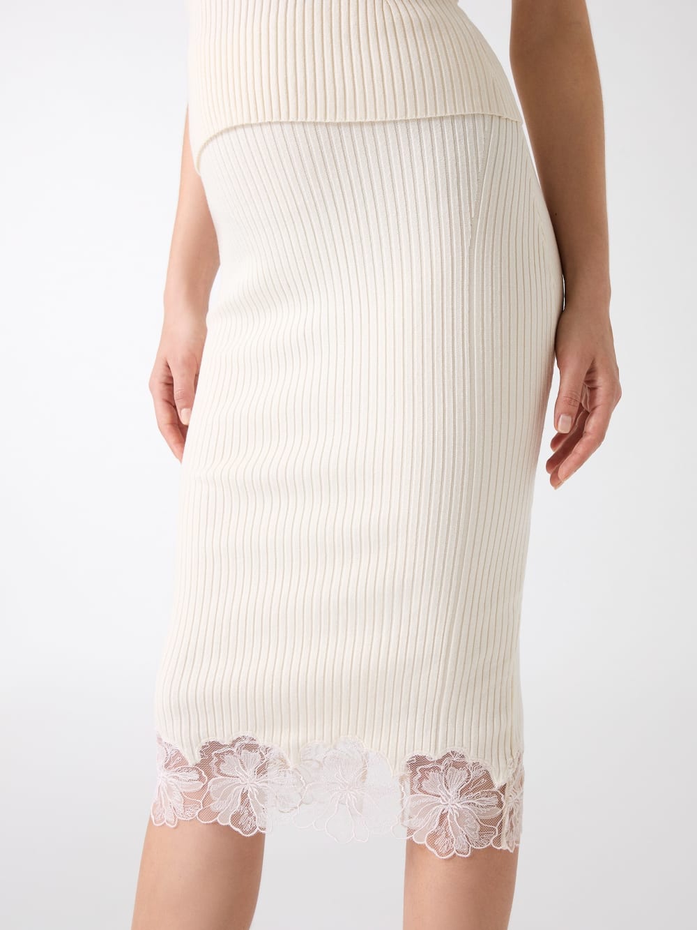 Candice Lace-Trim Sweater Skirt